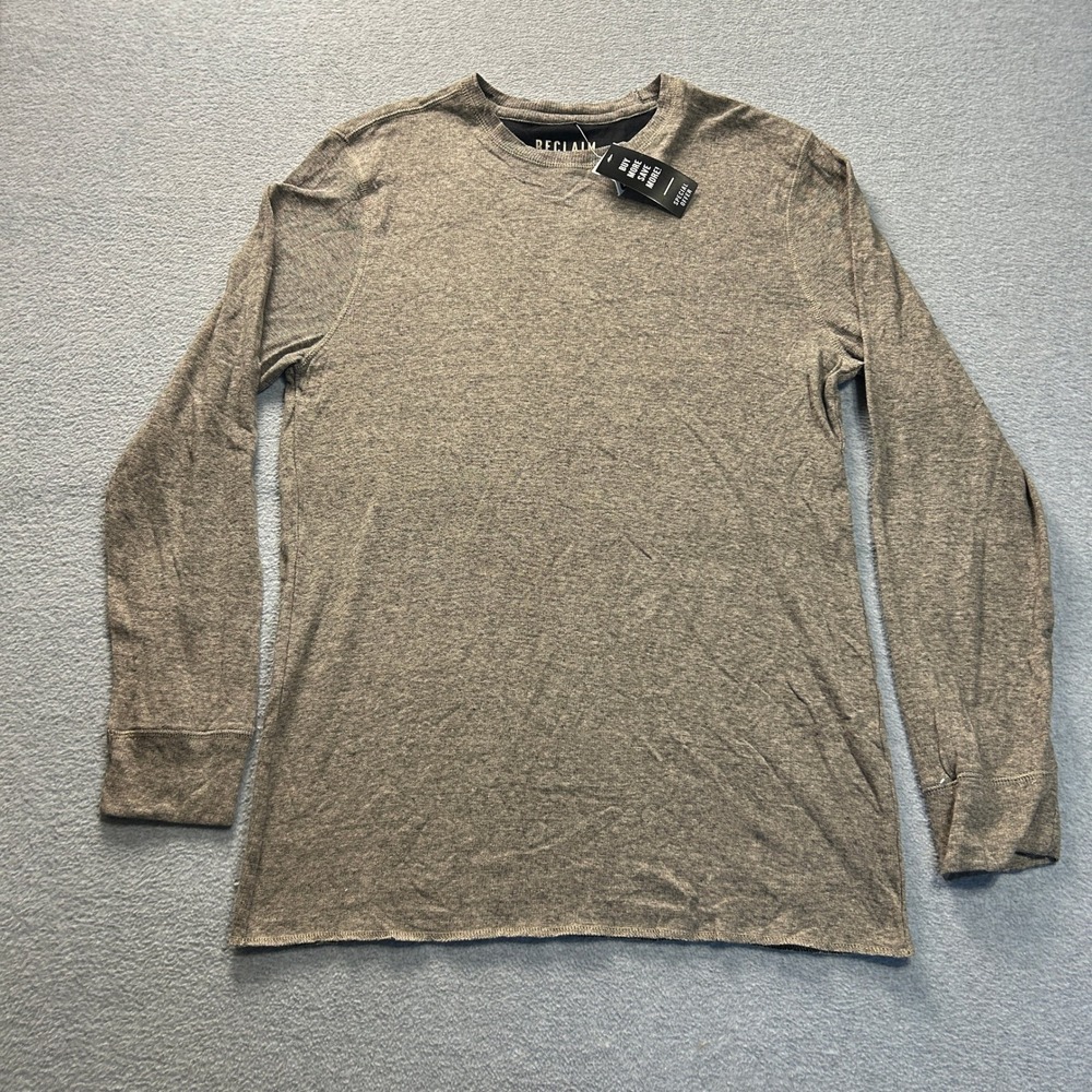 Reclaim Long Sleeve Mens XL Gray Heather Crew Neck T-Shirt Soft Knit Casual